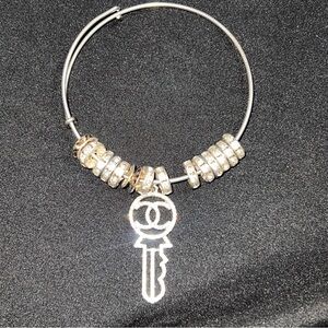 Chic Silver and Gold Key Charm Bracelet